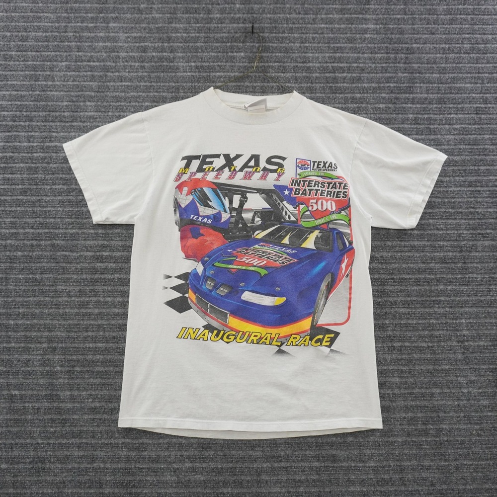 Vintage 90s Logo Athletic Texas Motor Speedway T-Shirt Mens Large White Racing